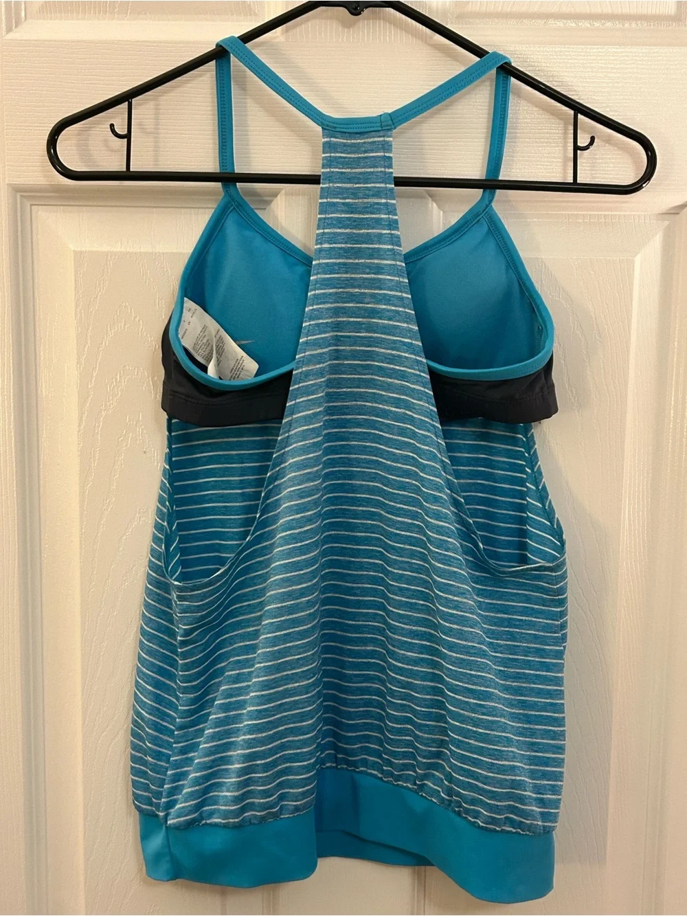Nike Dri-FIT Striped Racerback Athletic Tank Top Blue Gray Size Small